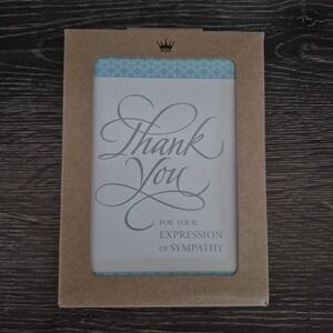 Blue Gray Thank You Expression Sympathy Blank Inside Hallmark Cards - Set of 24